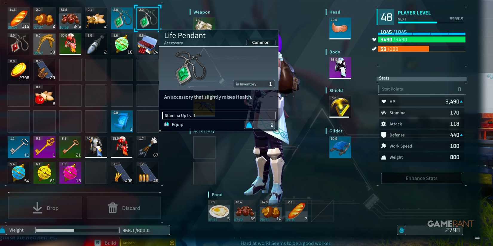 Viewing the Life Pendant Accessory