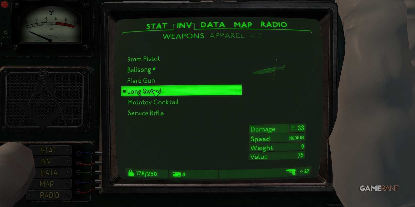 Longsword Is A Good Early Game Weapon In Fallout London