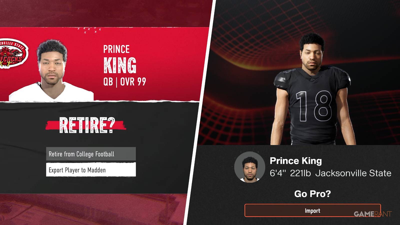 Inporting a College Football 25 player into Madden 25
