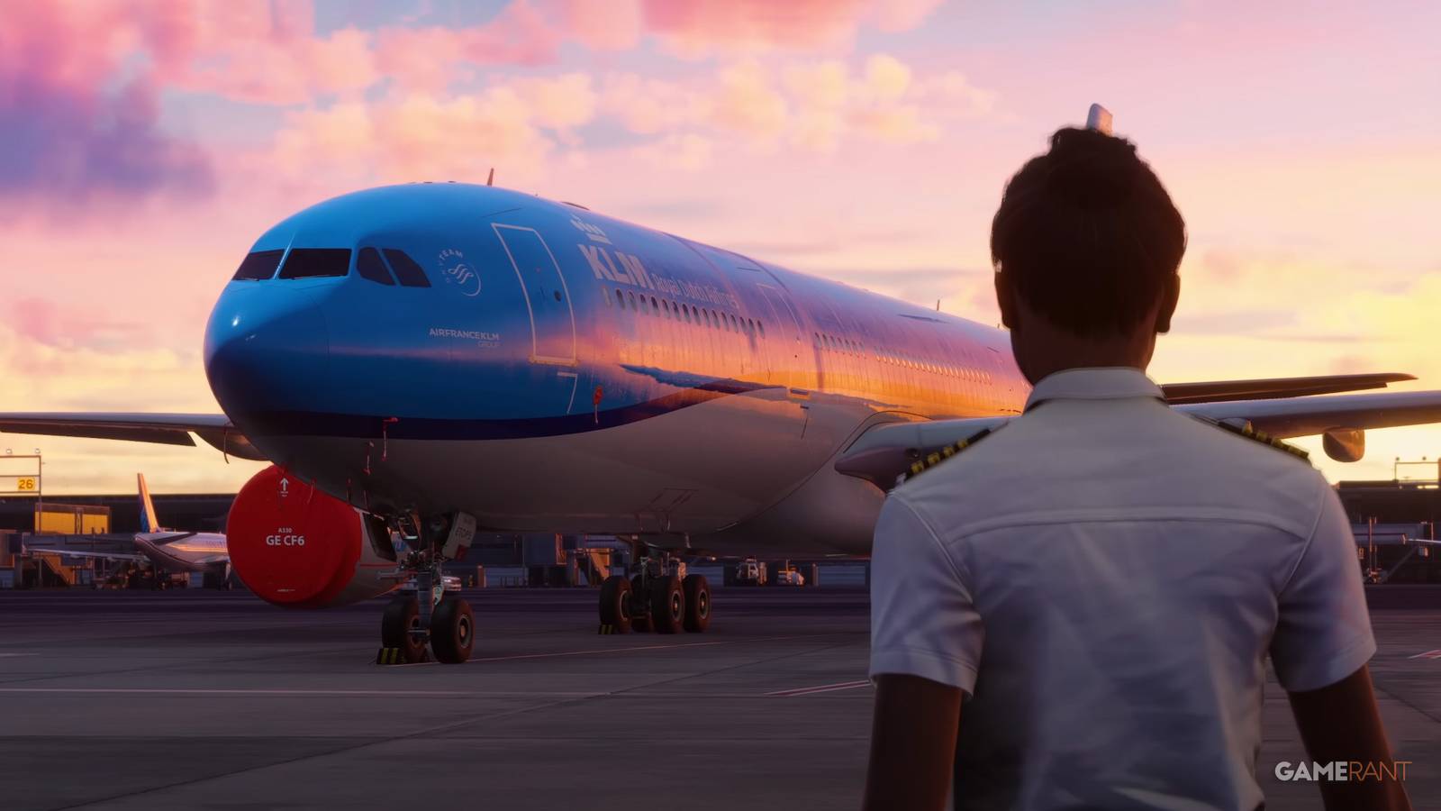 Microsoft Flight Simulator 2024 pilot captain approaching airplane trailer screenshot