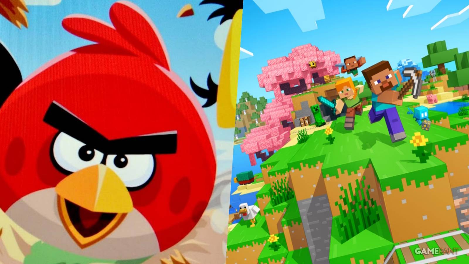 minecraft player recreates angry birds using minecarts