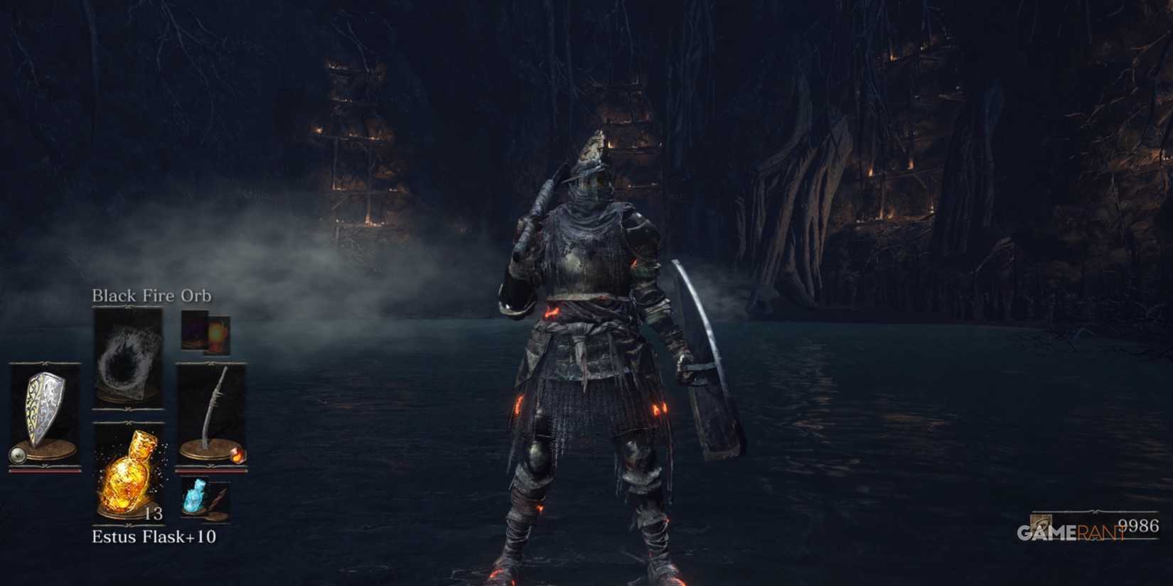 Dark Souls 3 character wearing the Sunset Armor Set in the PIt of Hollows