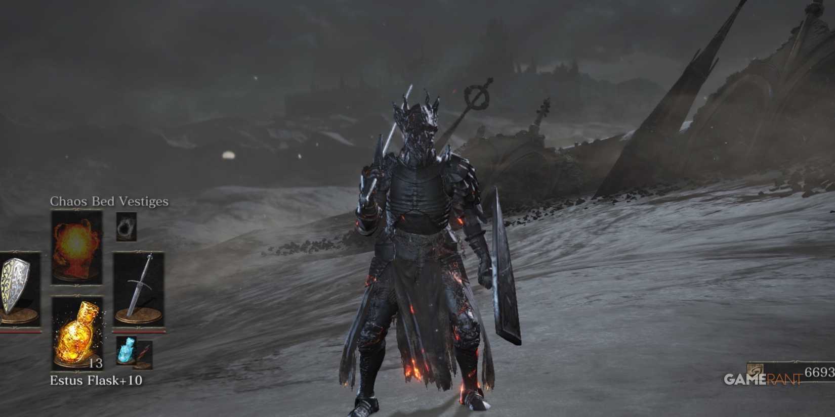 Dark Souls 3 character wearing mornes armor on a desert area