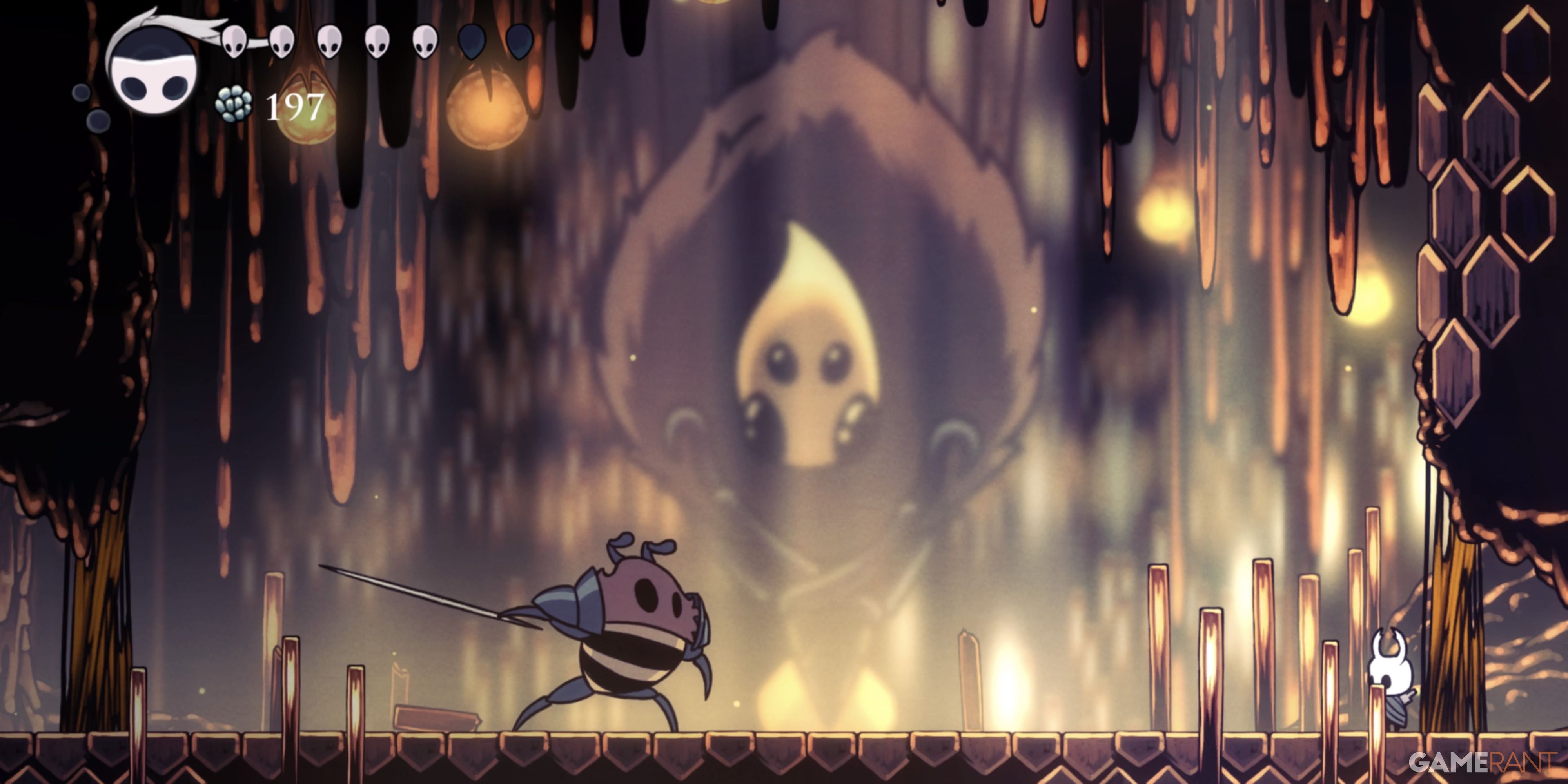 Hollow Knight: 16 Hardest Bosses, Ranked Hive Knight attacks the player