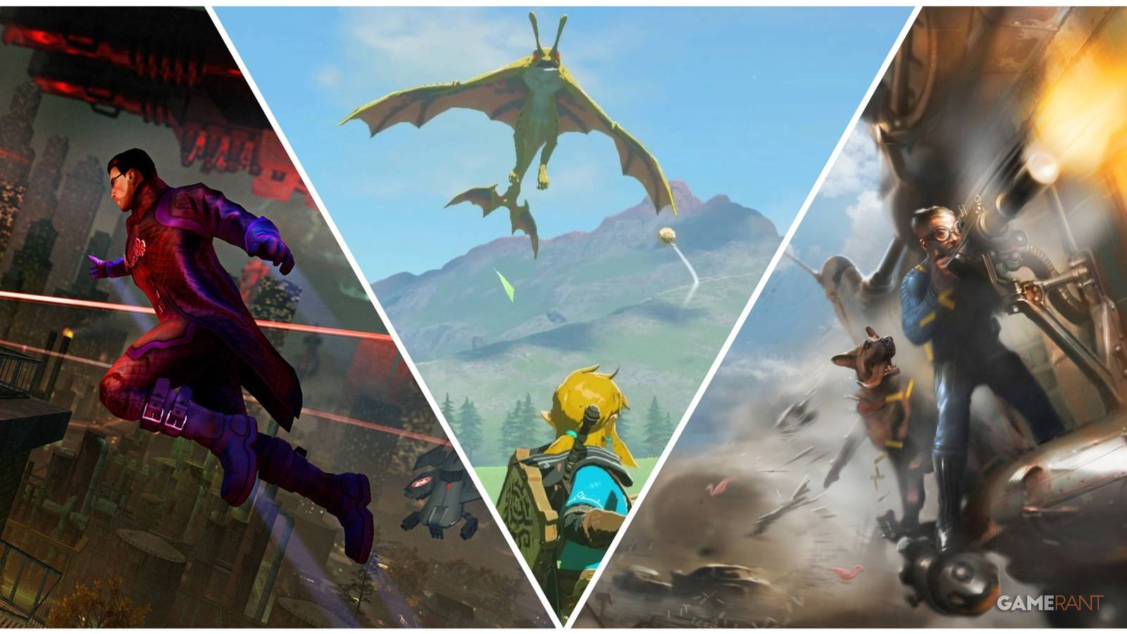 A Split Image Of Open World Games With Creative Weapon Systems