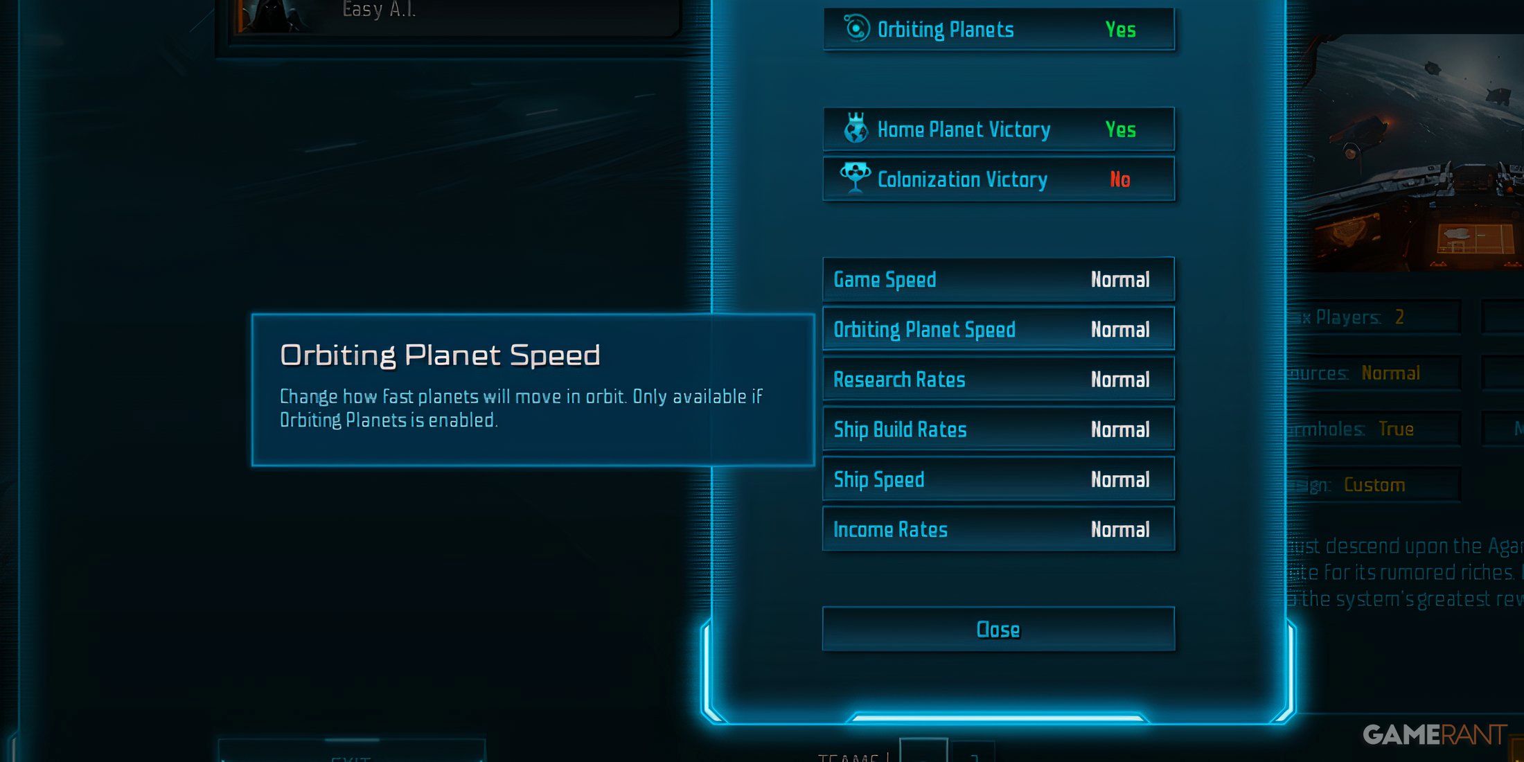 Orbiting Planet Speed Gameplay Setting In Sins Of A Solar Empire 2