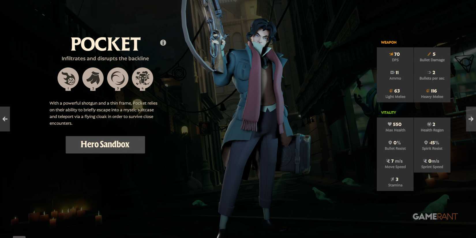 Pocket, one of Deadlock's best heroes, infiltrates with agility and a powerful shotgun