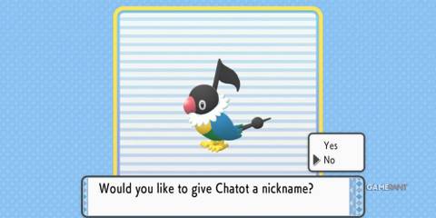 pokemon brilliant diamond and shining pearl chatot nickname