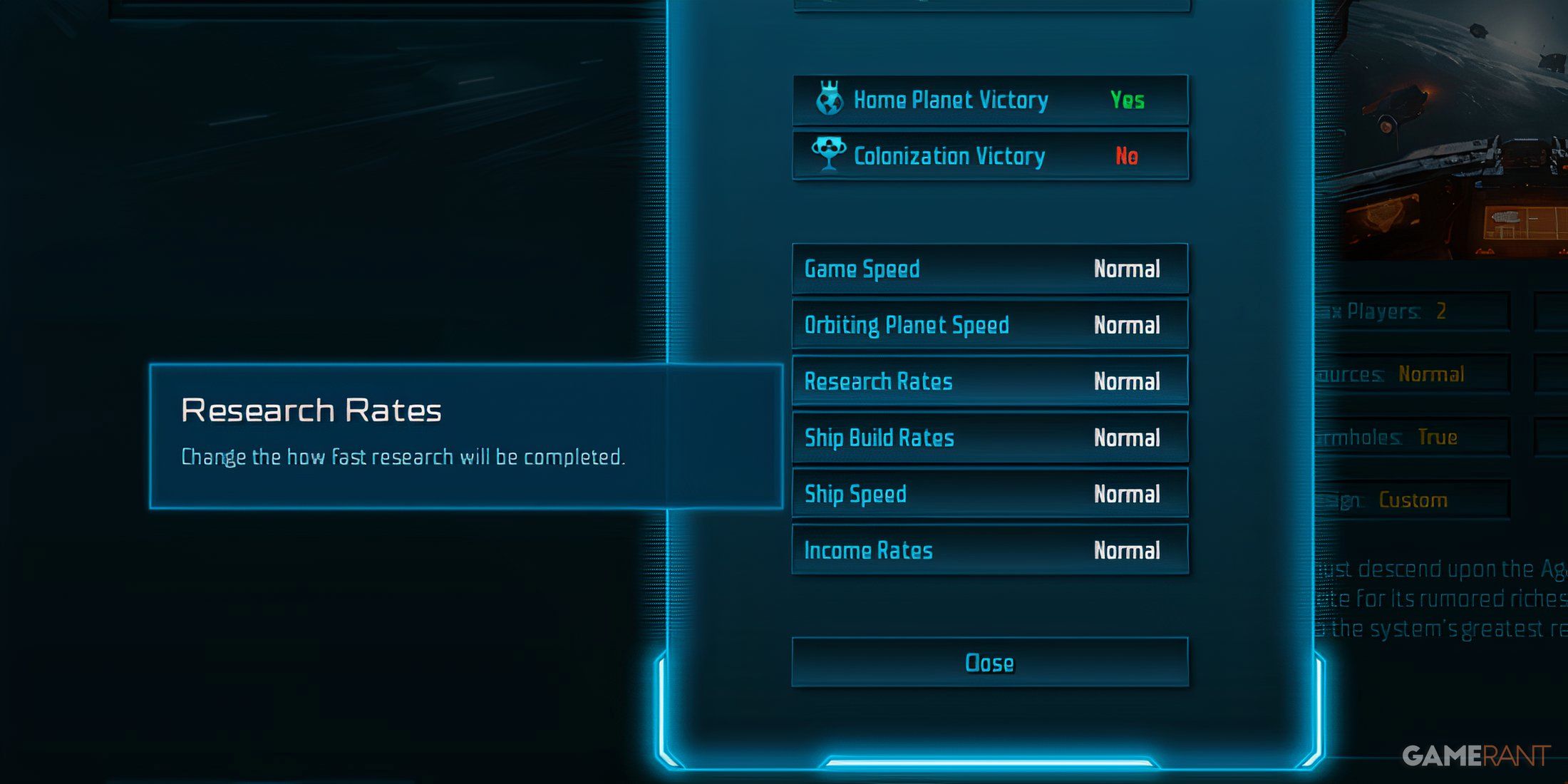 Research Rates Gameplay Setting In Sins Of A Solar Empire 2