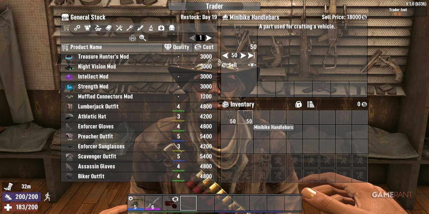 Selling Minibike Handlebars In 7 Days To Die