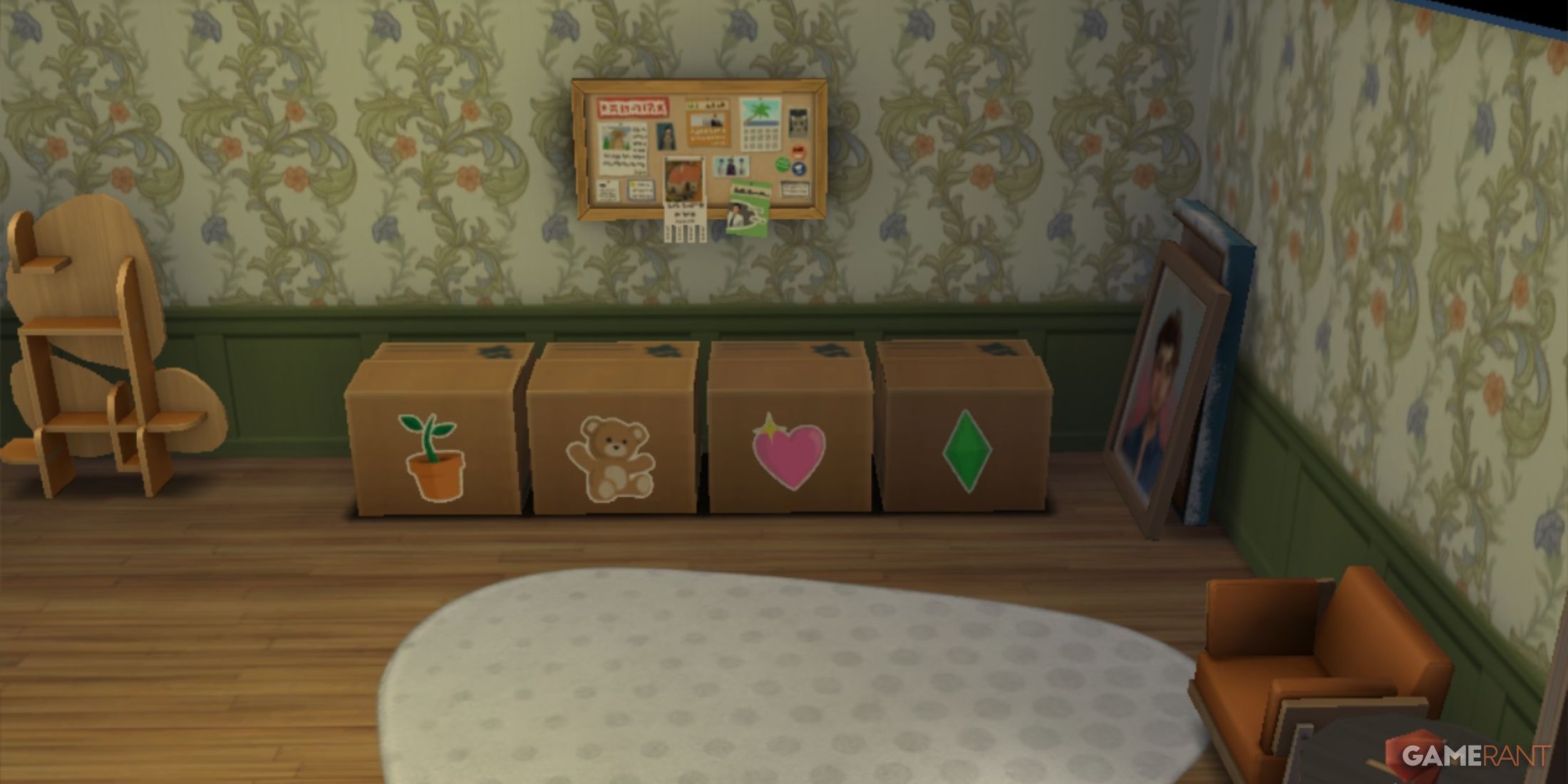 A series of sticker storage boxes with different labels from the sims 4 eco lifestyle expansion