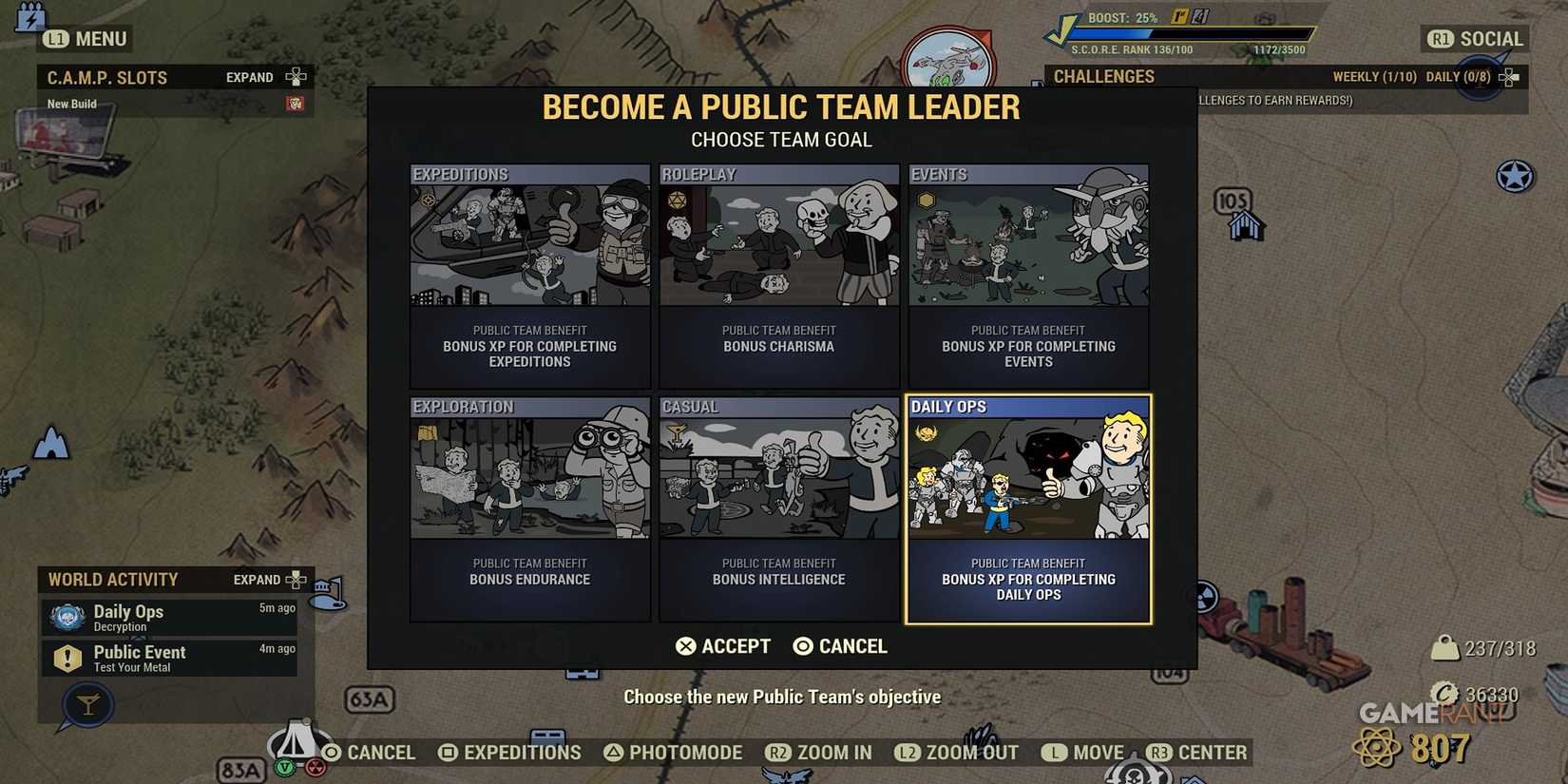 Teams Menu