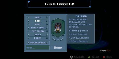 A photo of a character in Core Keeper with the Explorer background