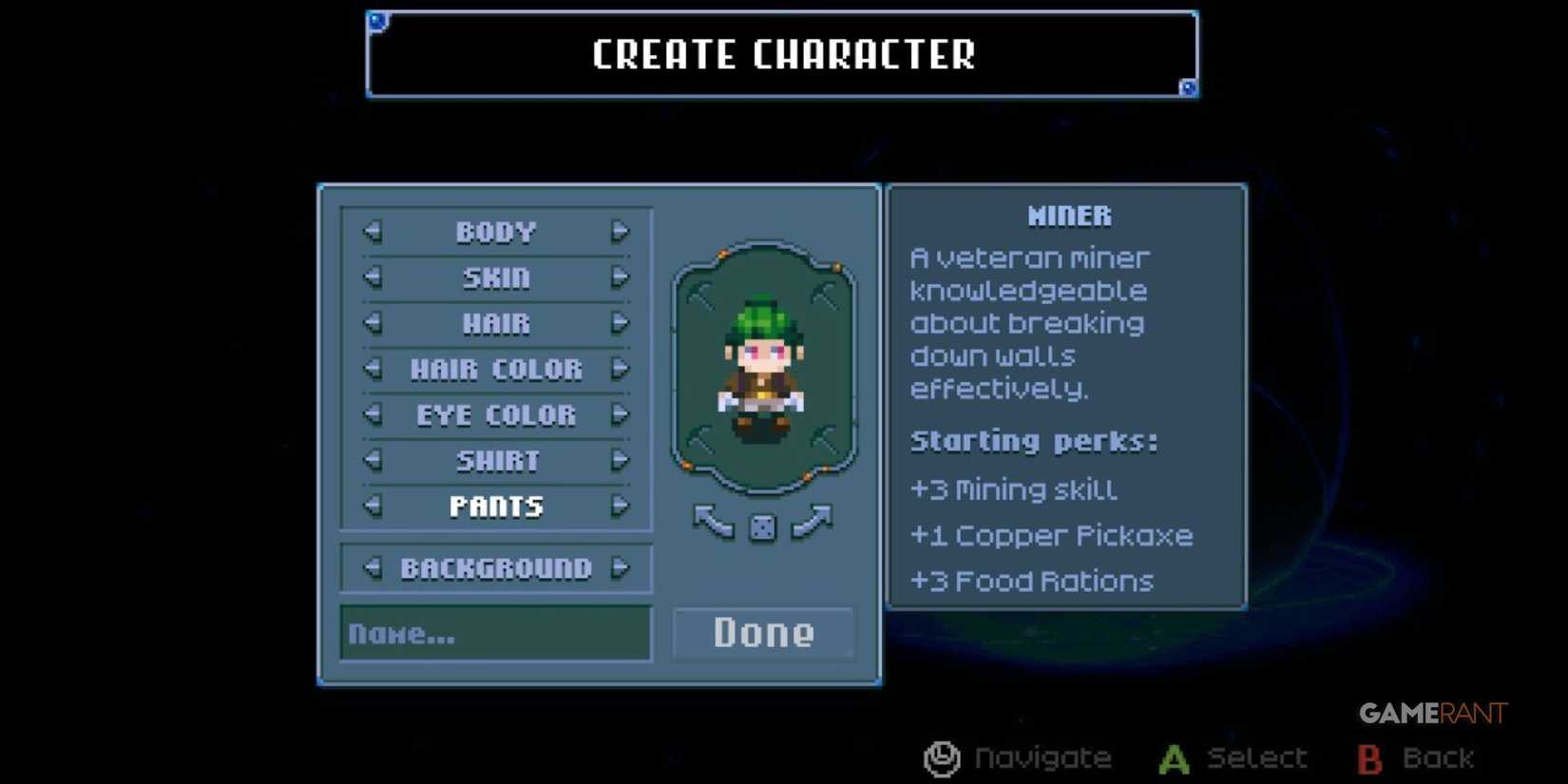 A character in Core Keeper with the Miner background