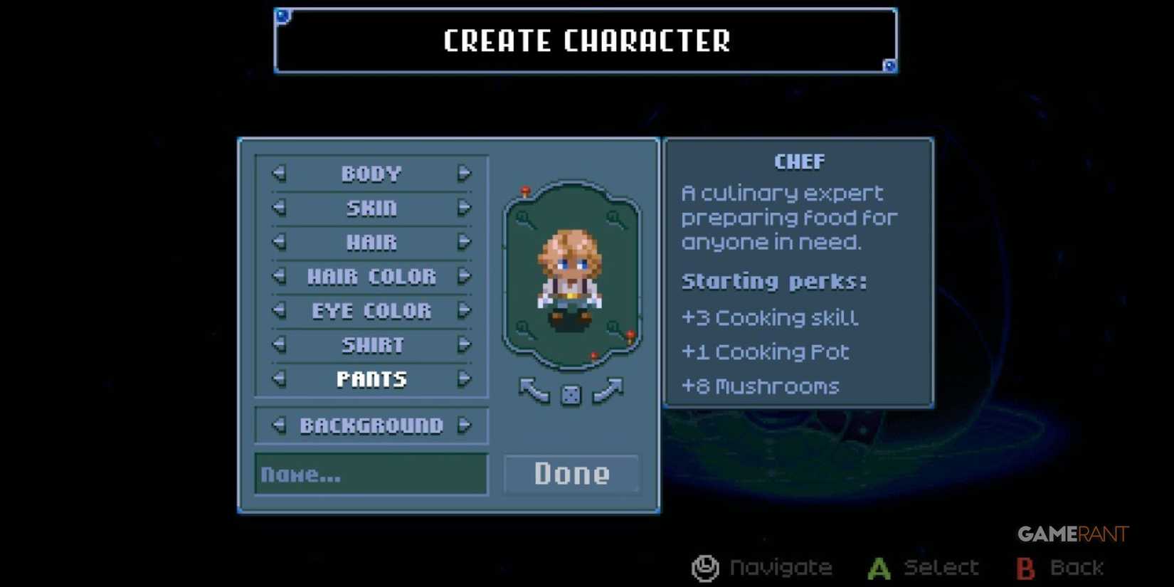 A character in Core Keeper with the Chef background