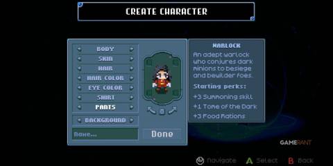 A character with the Warlock background in Core Keeper