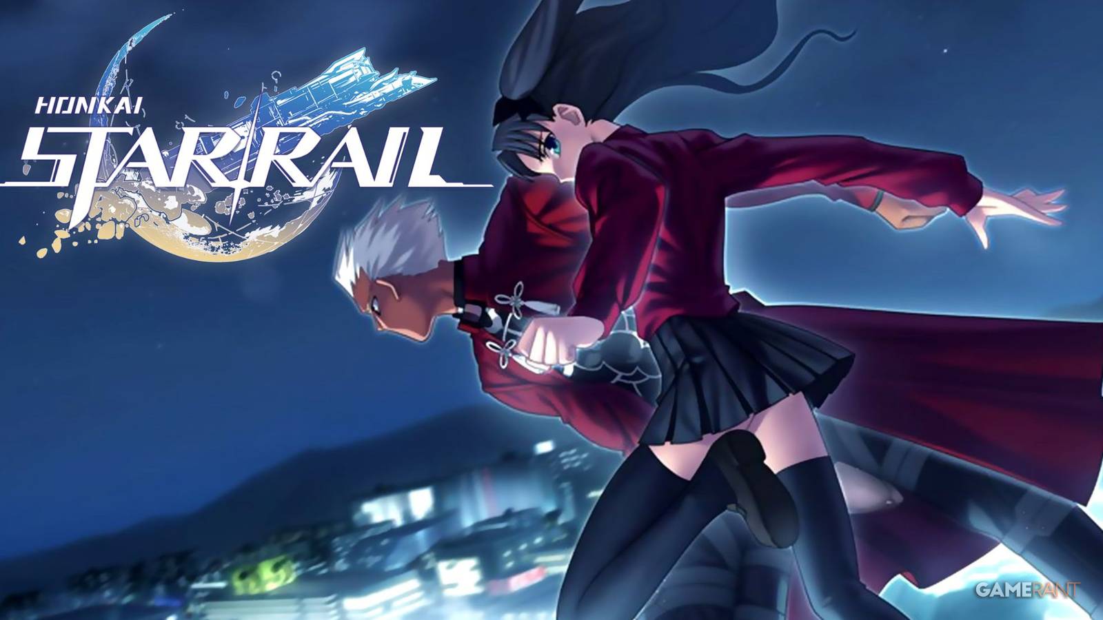 Official art of Archer Emiya and Rin Tohsaka from Fate Stay/Night. Art is from the original visual novel, not the anime adaptation of Unlimited Blade Works