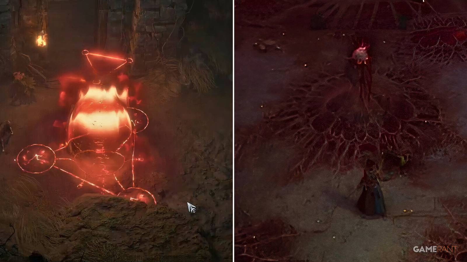 An infernal horde offering alongside a player using an Aether Compass in Diablo 4