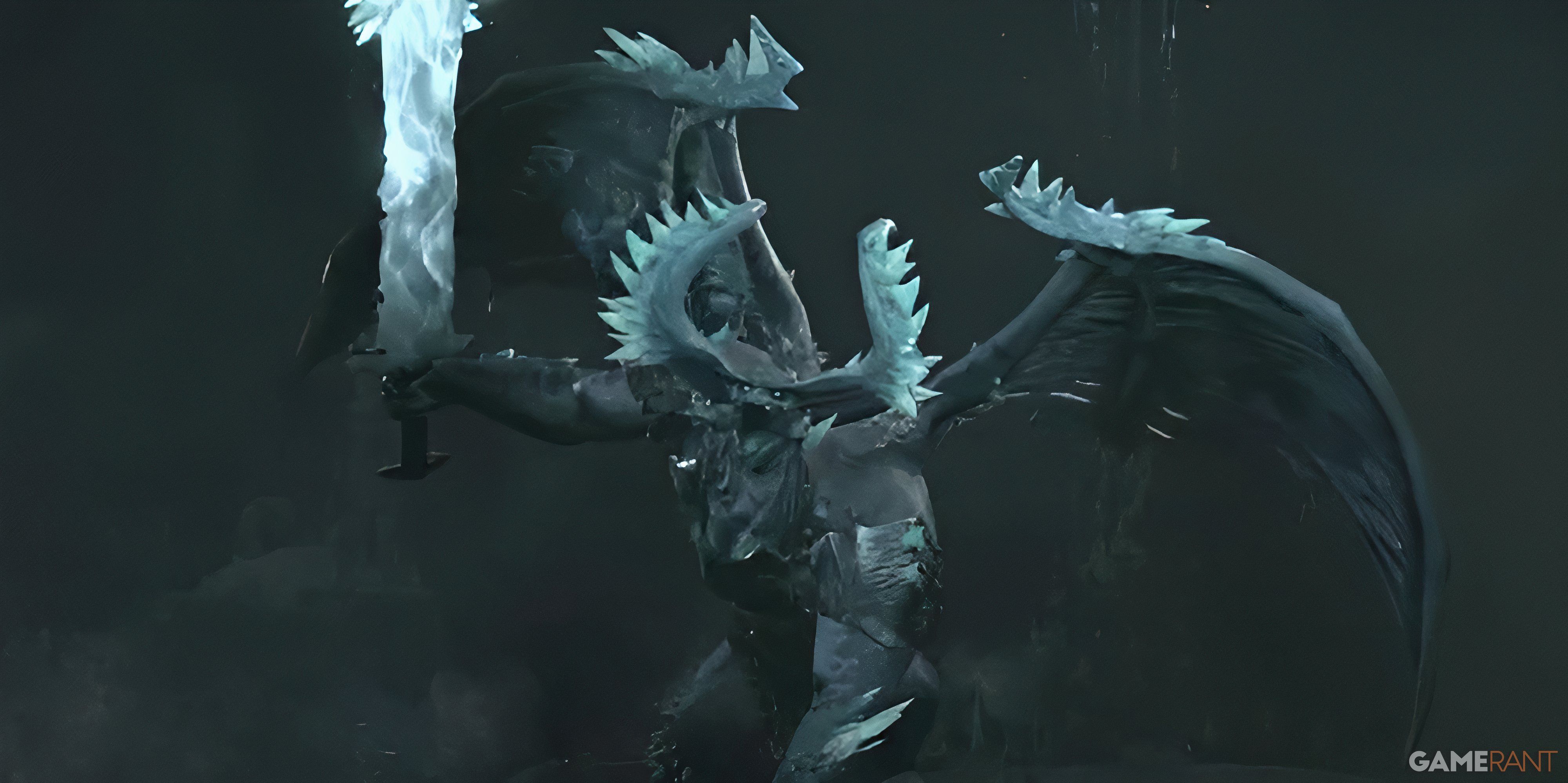 A cinematic image of the beast in the ice from Diablo 4