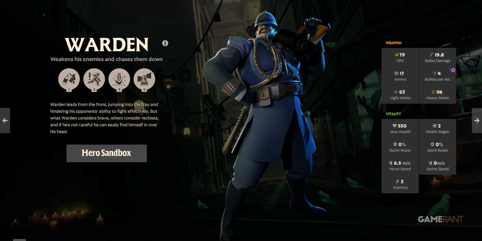 Warden, one of Deadlock's best heroes, weakens enemies while charging forward