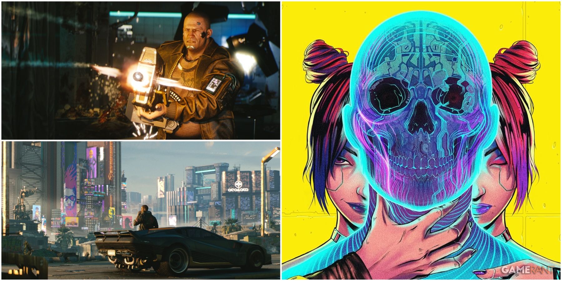 A Collage Of Art From Cyberpunk 2077 & The Cover Of Cyberpunk 2077 No Coincedence