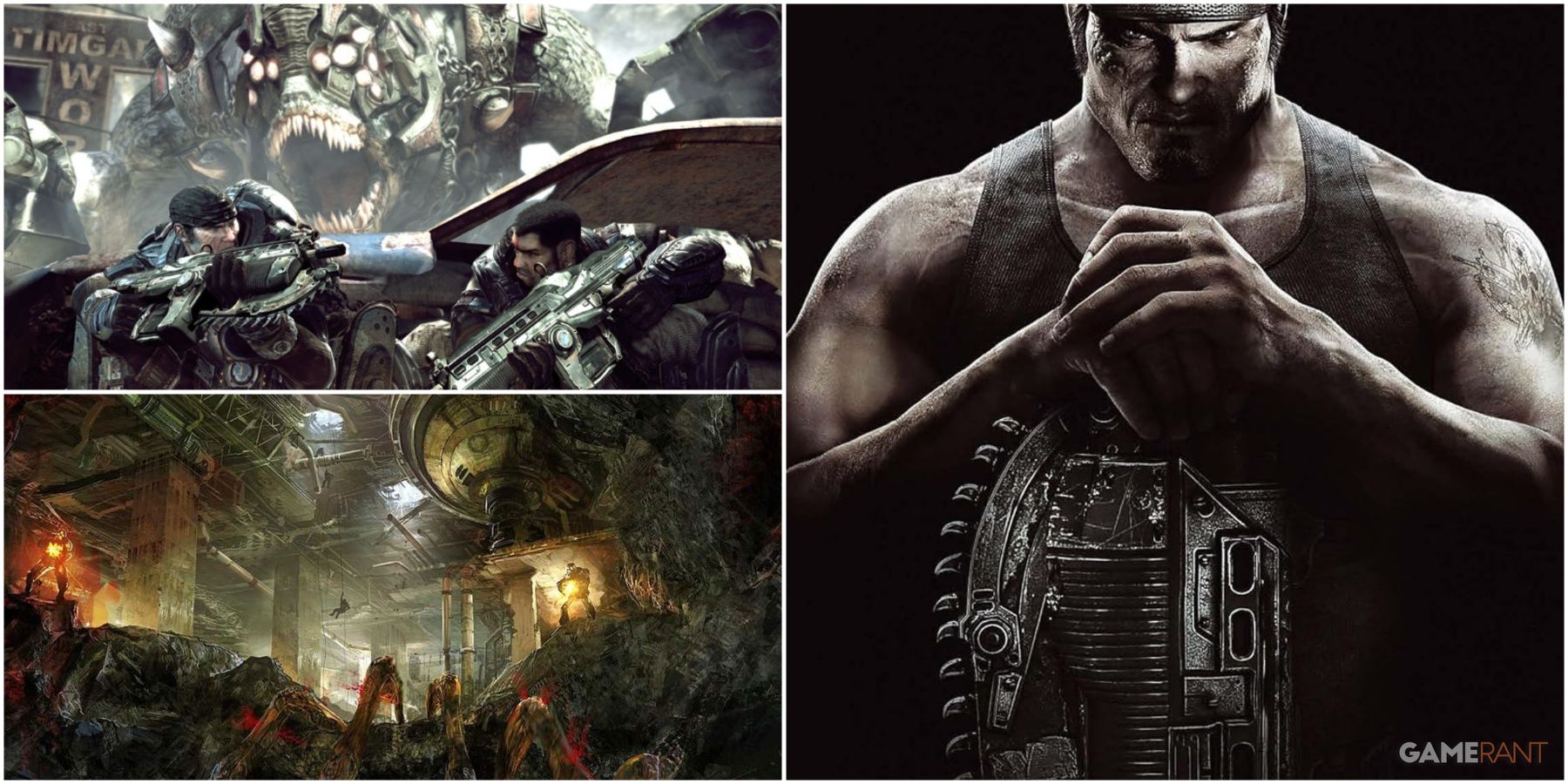 A Collage Of Art From Gears Of War And The Cover Of Gears Of War Coalition's End