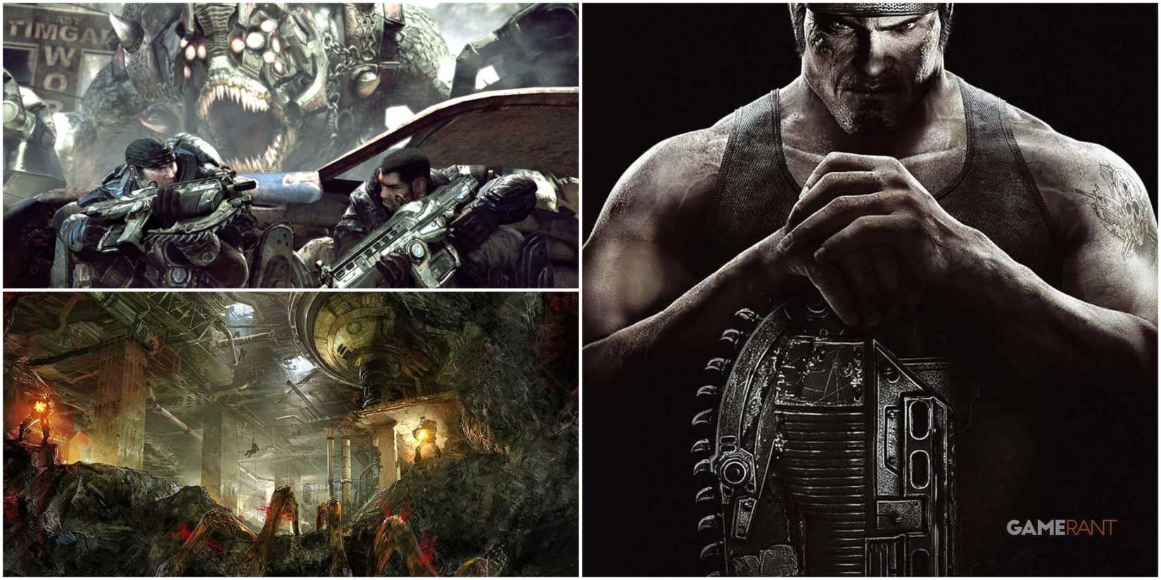 A Collage Of Art From Gears Of War And The Cover Of Gears Of War Coalition's End