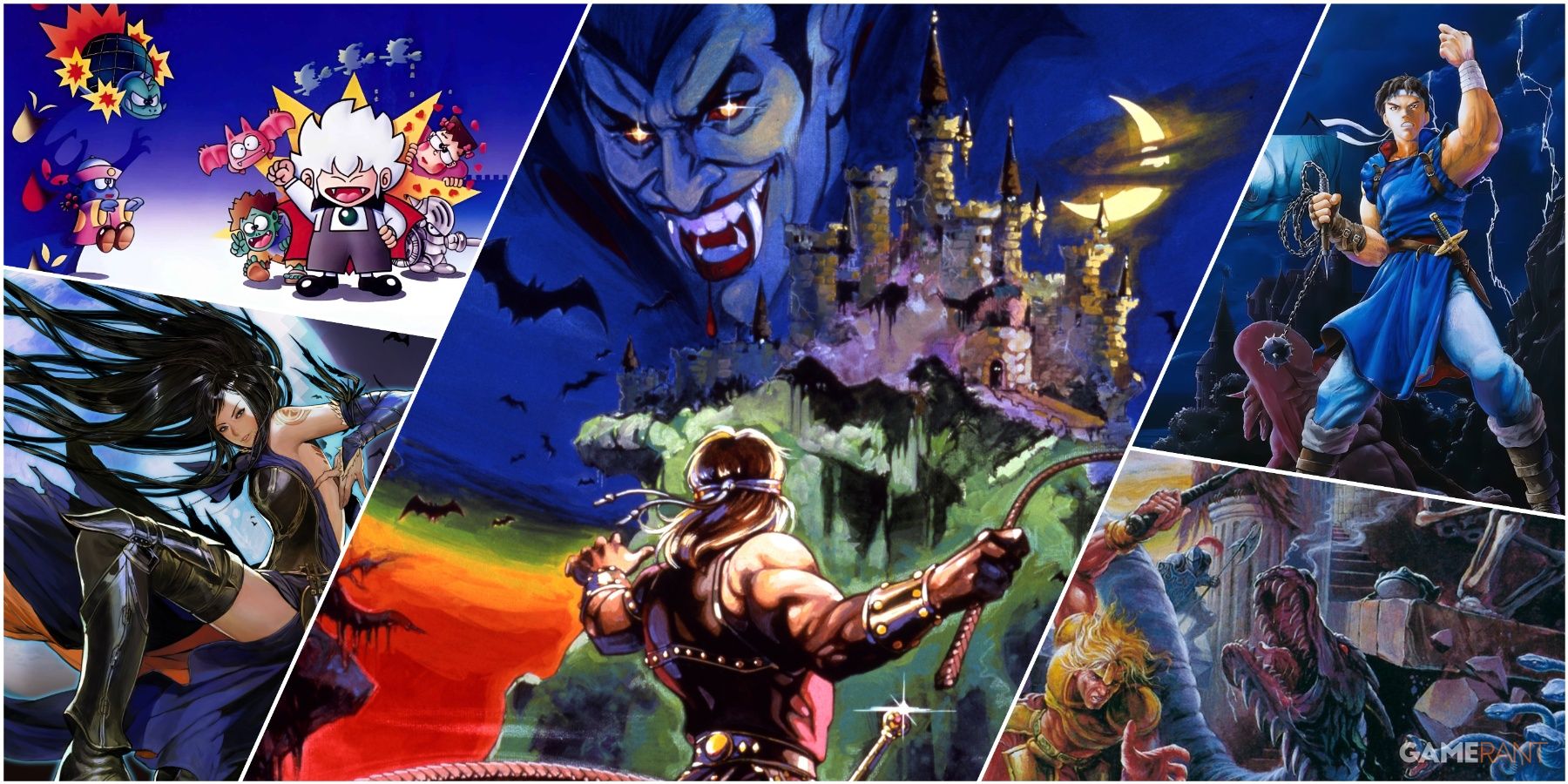 A Collage Of Key Art From Select Castlevania Titles