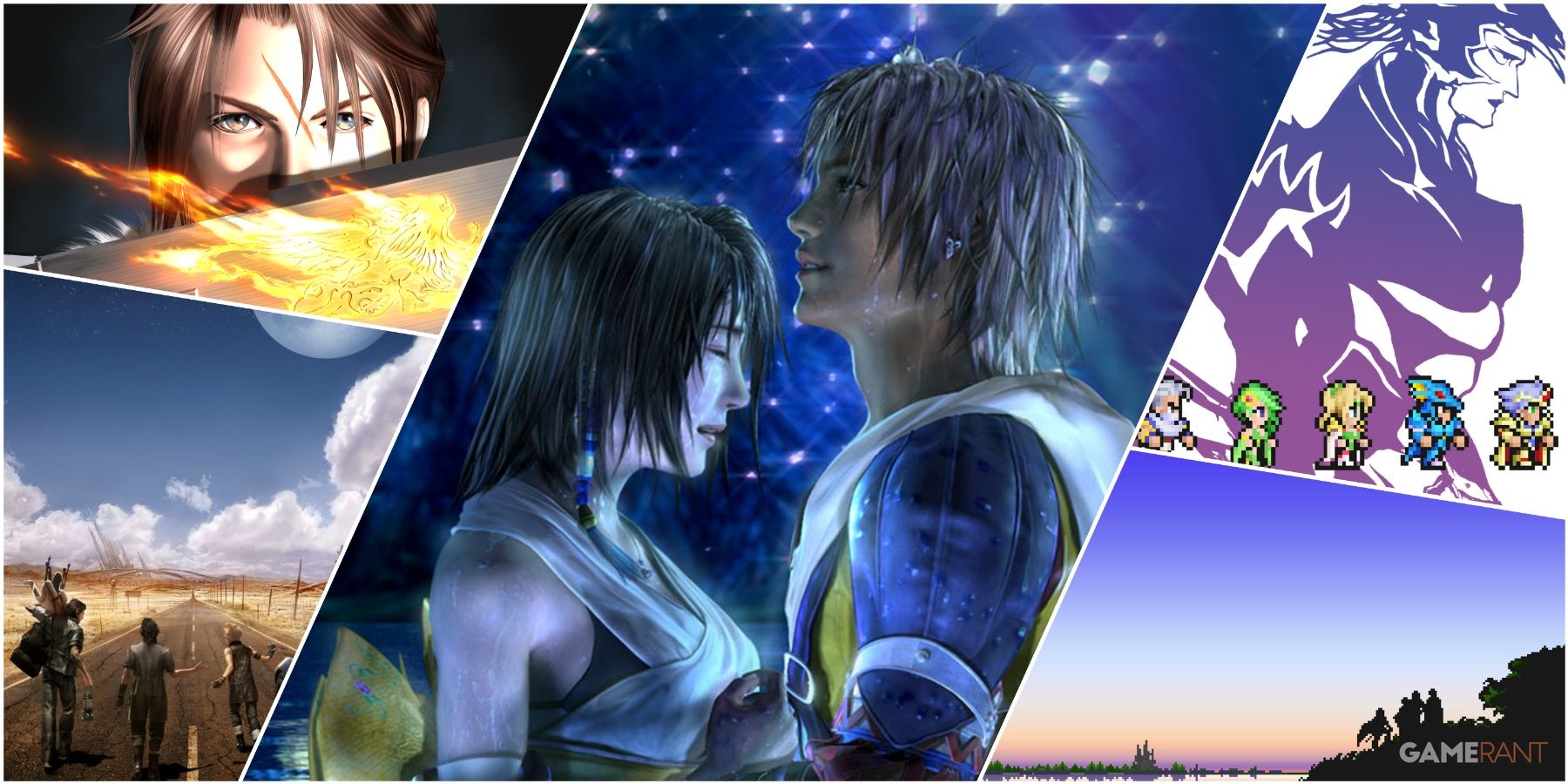 A Collage Of Key Art From The Final Fantasy Series Installments