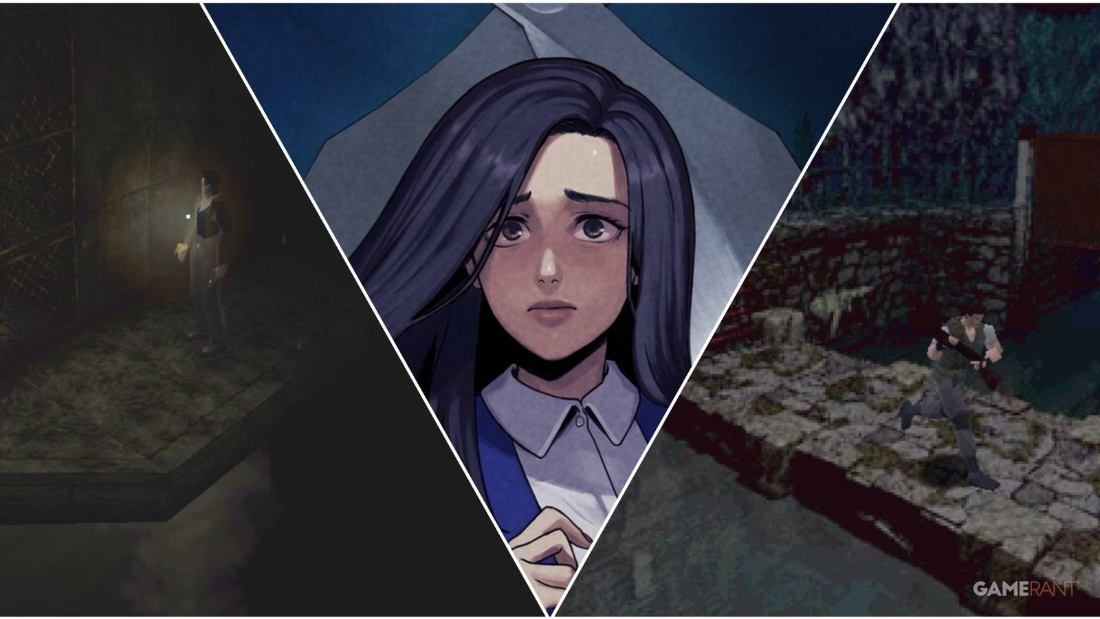 A Collage Showing Stills From Silent Hill, Clock Tower, And Resident Evil