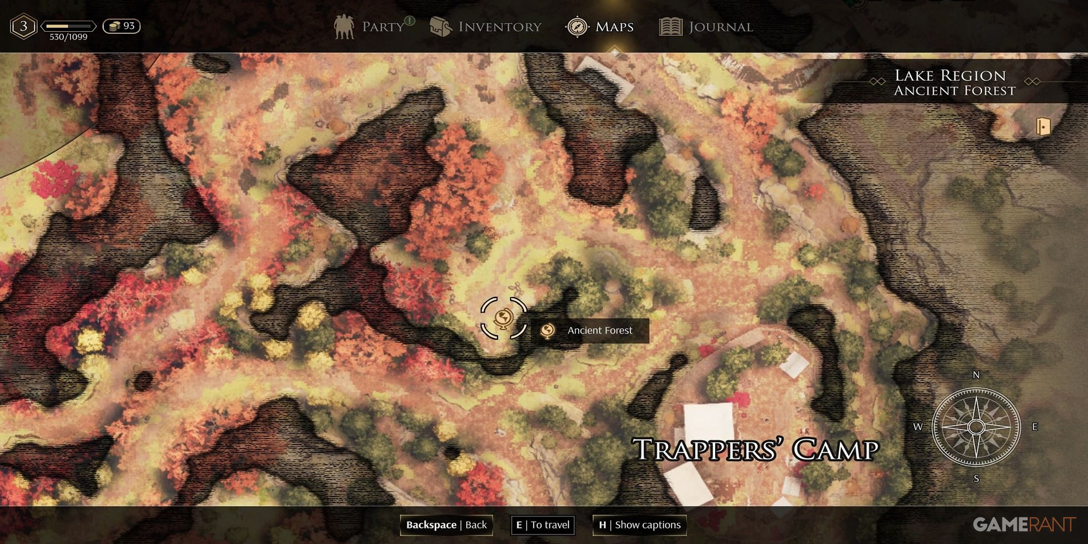 A Map Showing The Fast Travel Icon In GreedFall 2