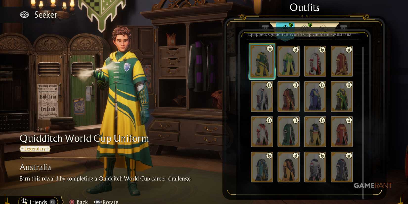 Australia green and yellow outfit, considered one of the best uniforms in Quidditch Champions