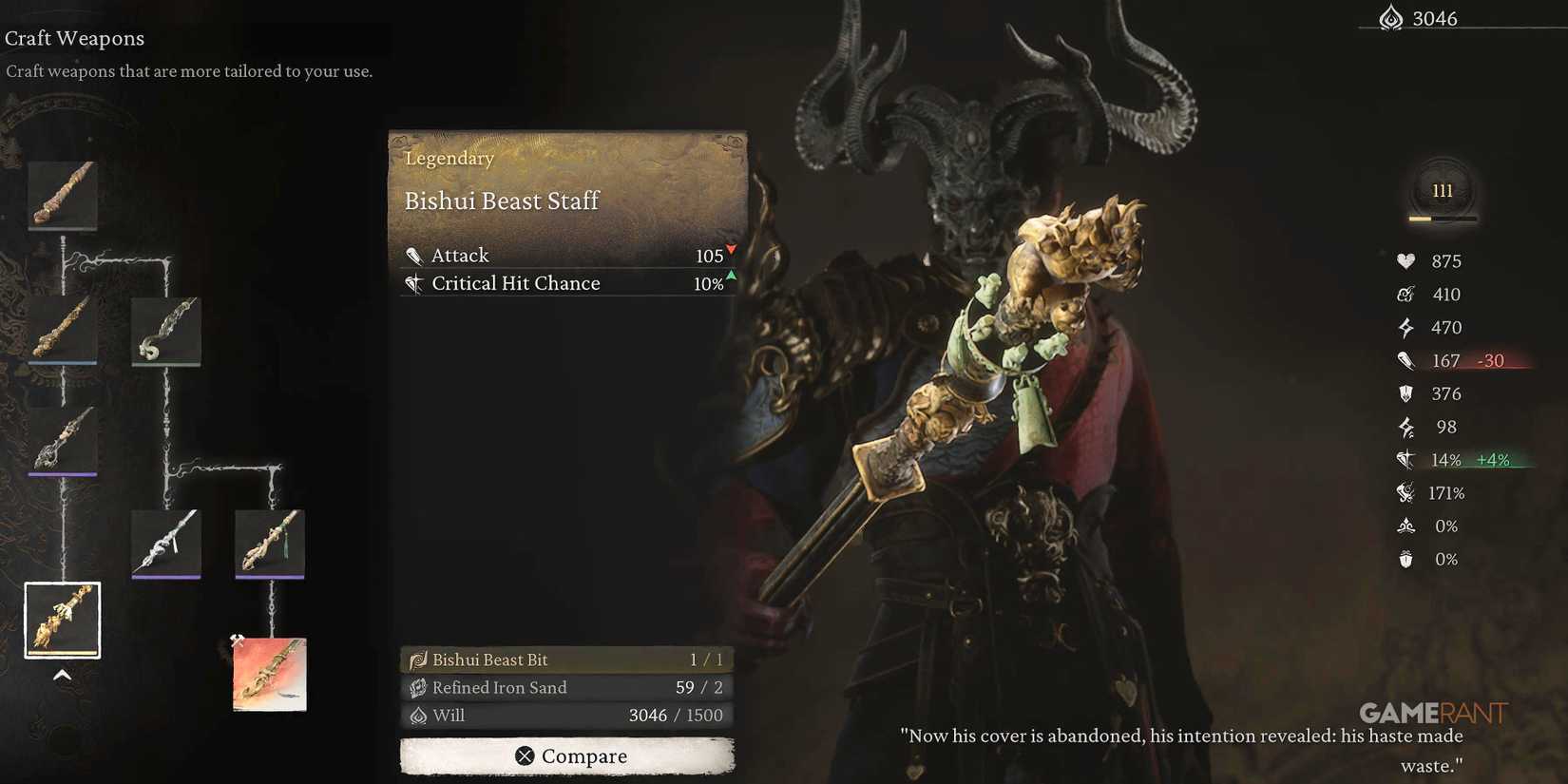 Black Myth Wukong Bishui Beast Staff