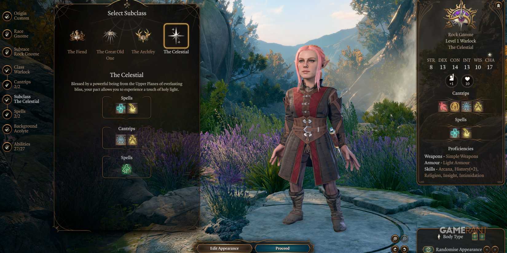 Celestial subclass for Warlock with new abilities, brought by the 'WarlockCelestial' mod in Baldur's Gate 3