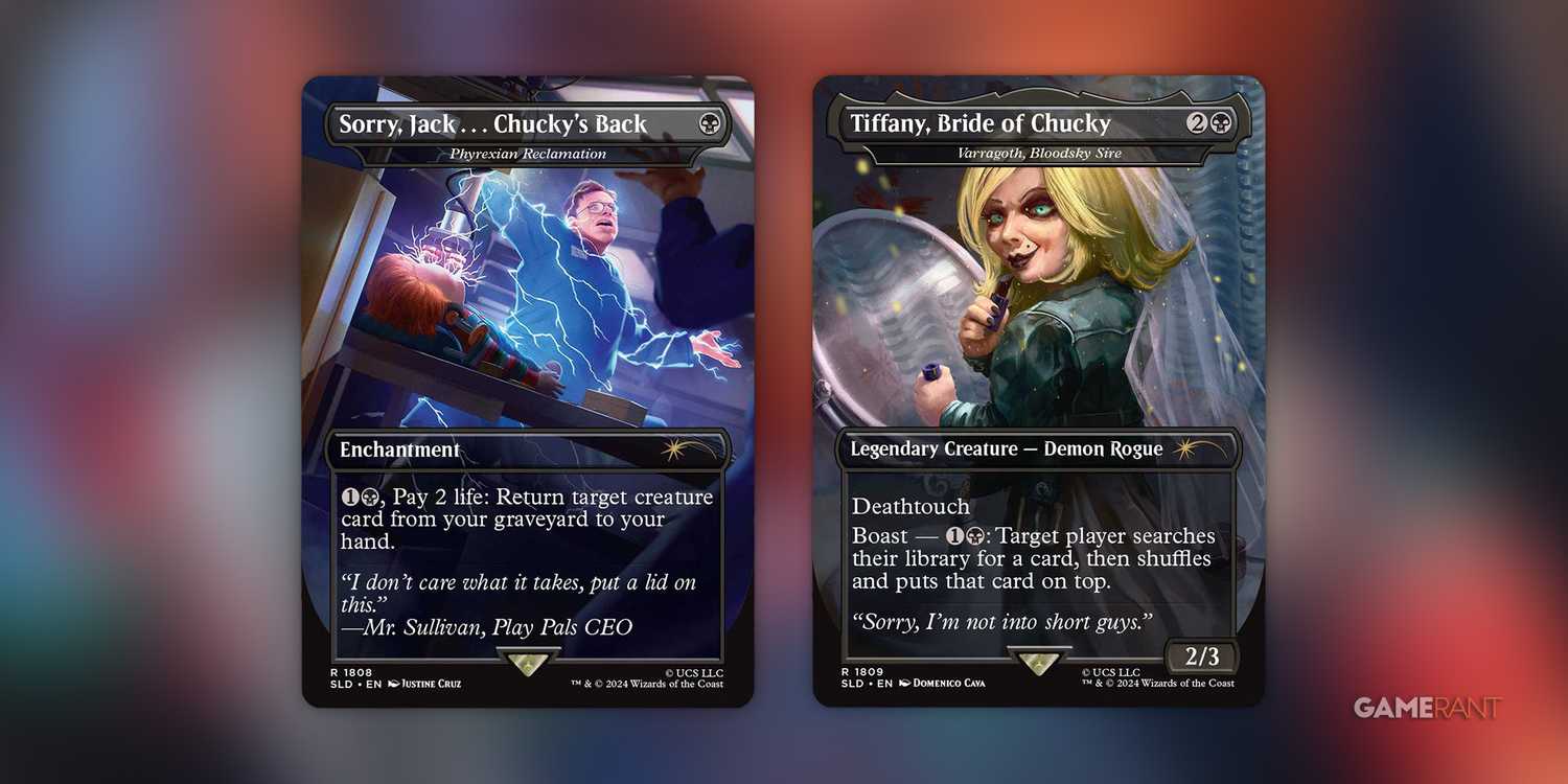 chucky mtg card Magic: The Gathering Secret Lair X Foil Edition 5 Killer Reversible Cards Featuring Chucky, Tiffany, And More Horror-Themed Alt Arts Child's Play (Chucky) Secret Lair