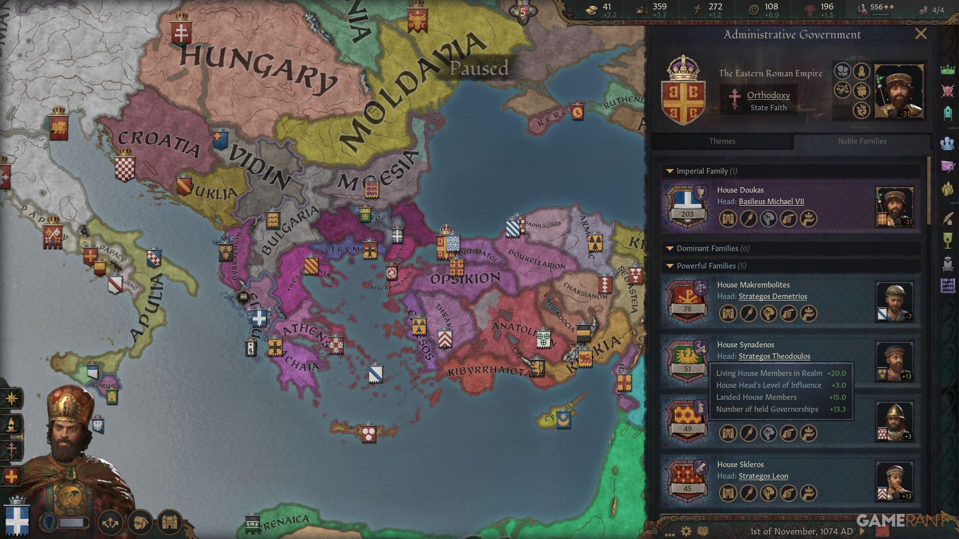 Crusader Kings 3 Powerful Family Menu