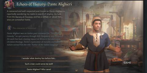 Dante Alighieri, Italian poet, in Echoes of History in Crusader Kings 3