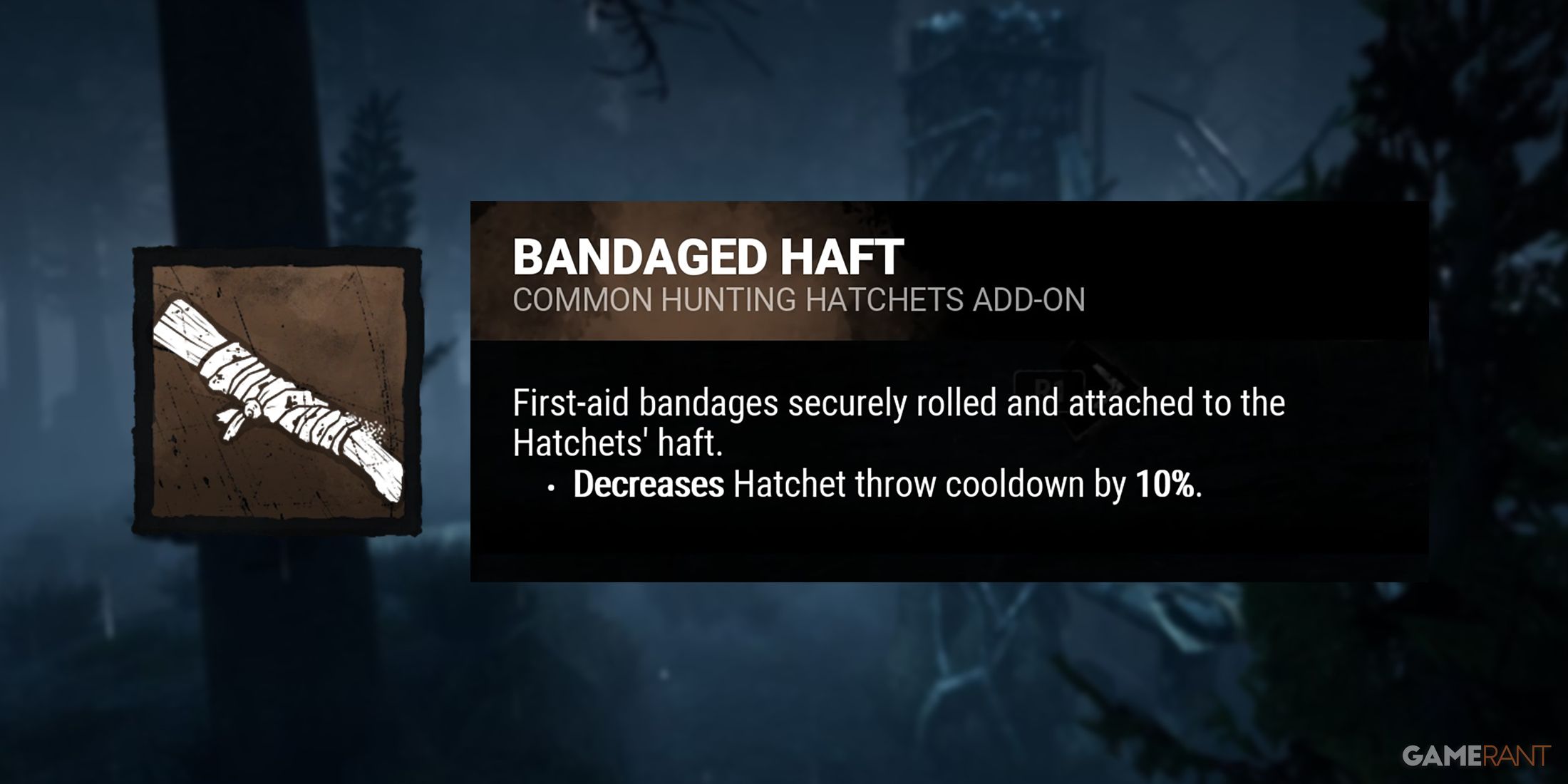 dead by daylight the huntress add-on bandaged haft