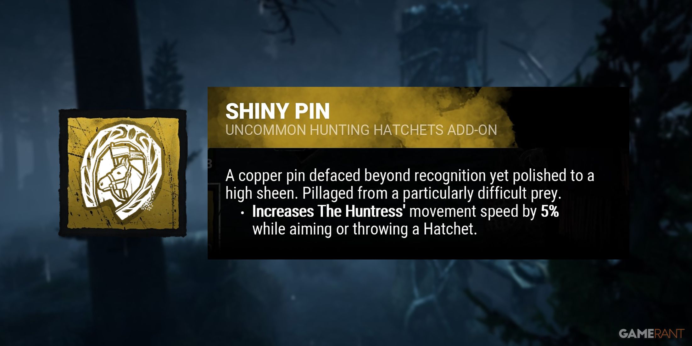 dead by daylight the huntress add-on shiny pin