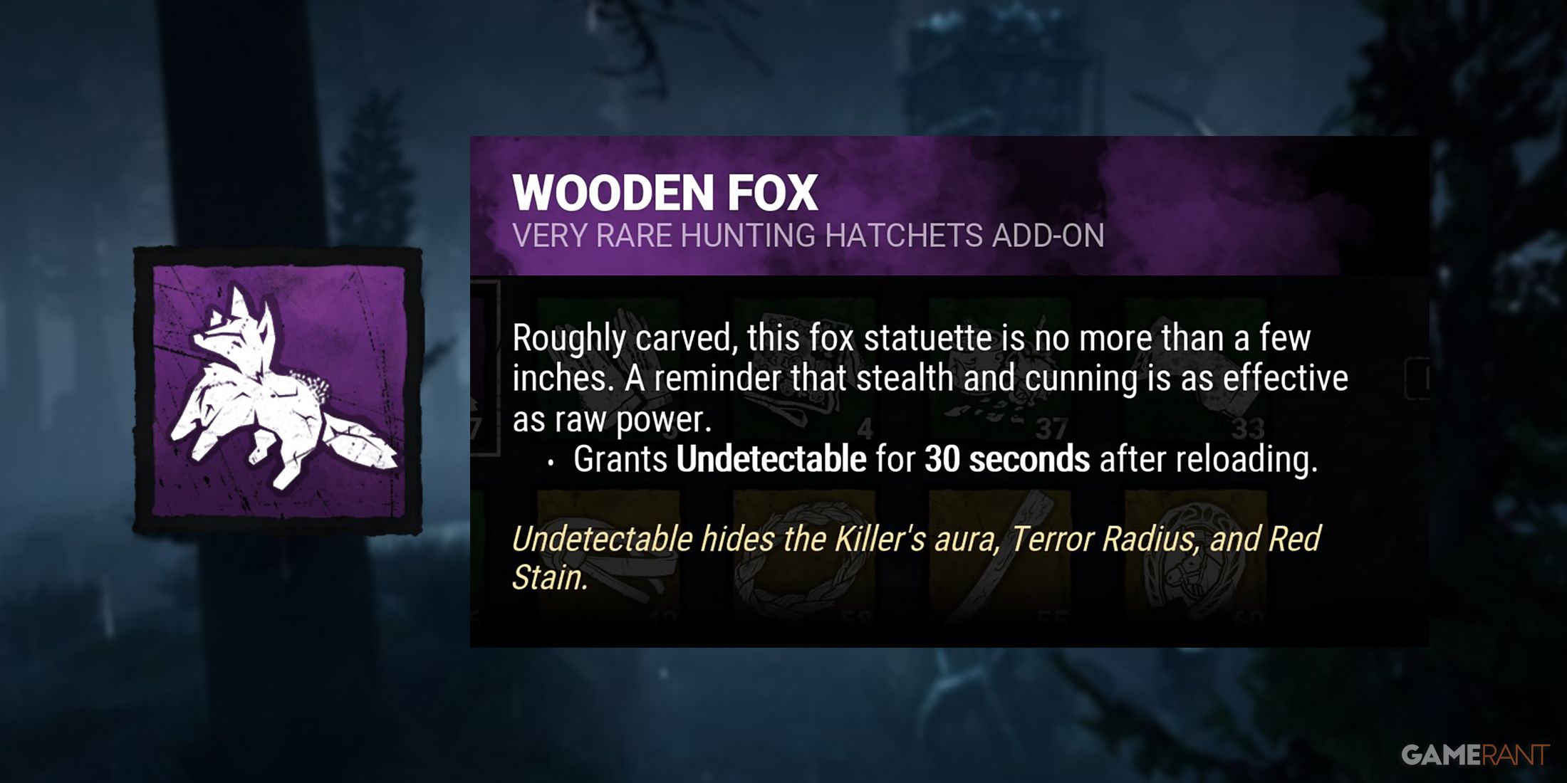 dead by daylight the huntress add-on wooden fox