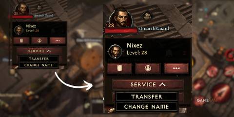 the character transfer menu in diablo immortal.