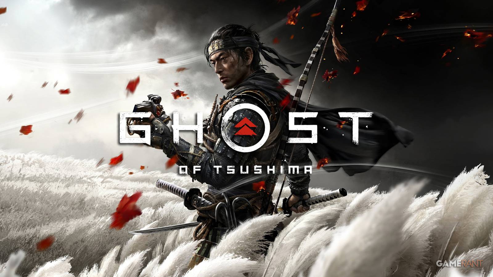 Ghost of Tsushima logo with Jin in a field