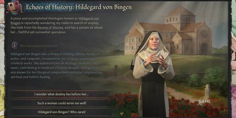 Hildegard von Bingen, German abbess, in Echoes of History in Crusader Kings 3