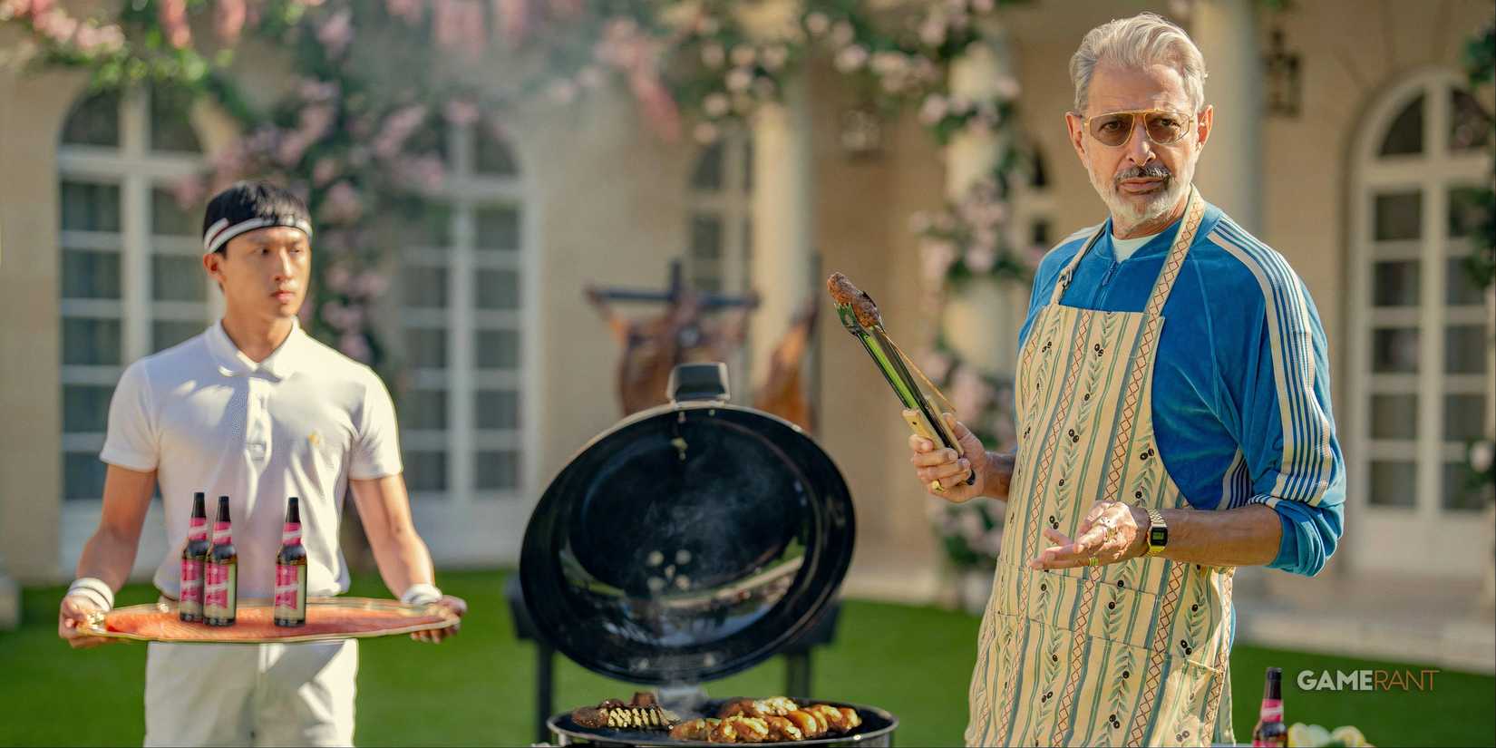 kaos-netflix-goldblum bbq with a ballboy