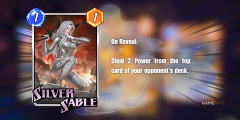 the card description for silver sable in marvel snap.