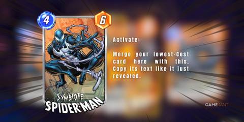 the symbiote spider-man card description in marvel snap.