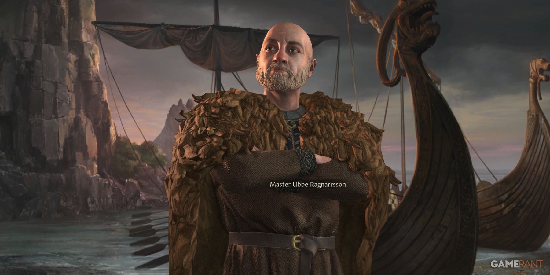 Master Ubbe Ragnarsson by the sea, ready to embark on a raid like landless adventurers in Crusader Kings 3