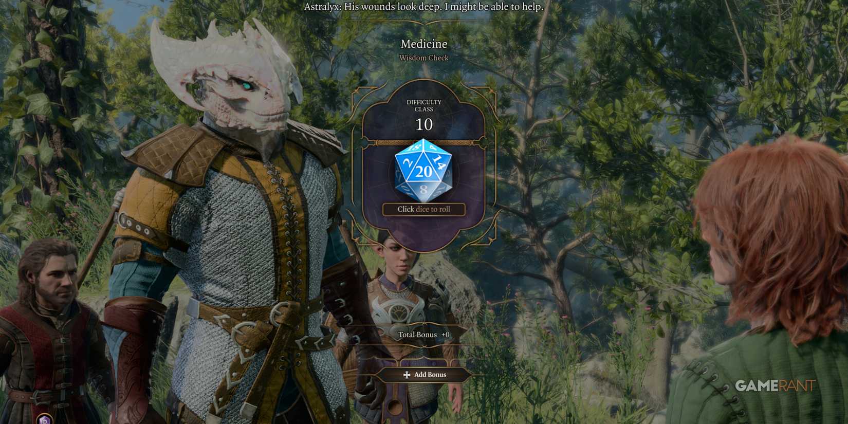 Medicine check in Baldur's Gate 3 enhanced by the 'Inspirations Uncapped' mod for unlimited rolls