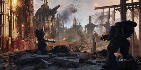 7 Linear Games That Feel Like an Open World Titus and another Space Marine look at a destroyed city