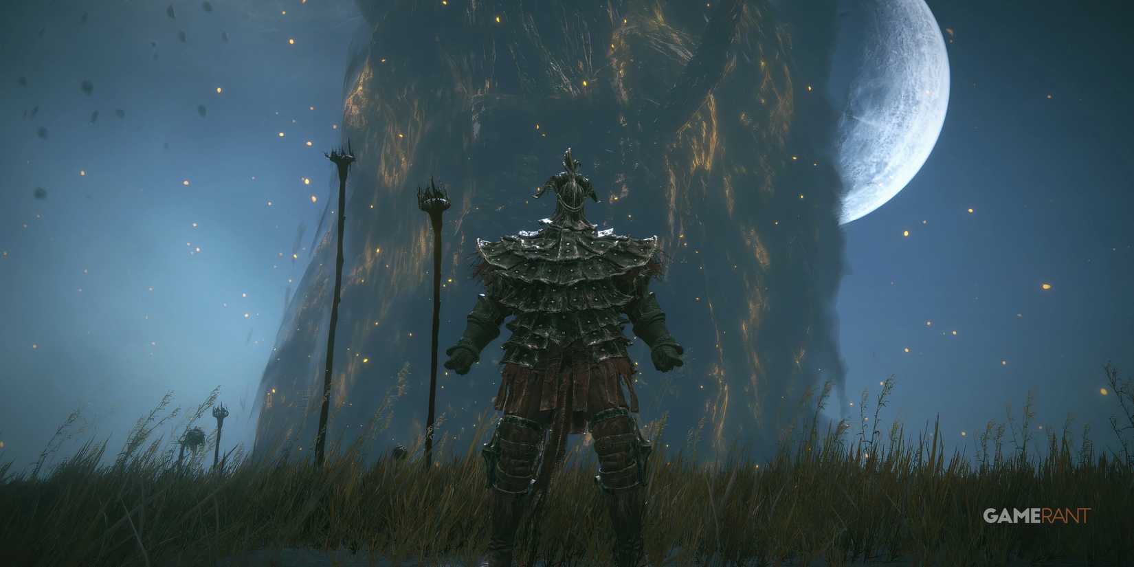 PLayer wears Gaius armor in front to scadutree and moon